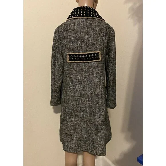 $1195 New M Missoni 42 6 Tweed Car Coat Crochet Trim Jacket Gray Black Pea